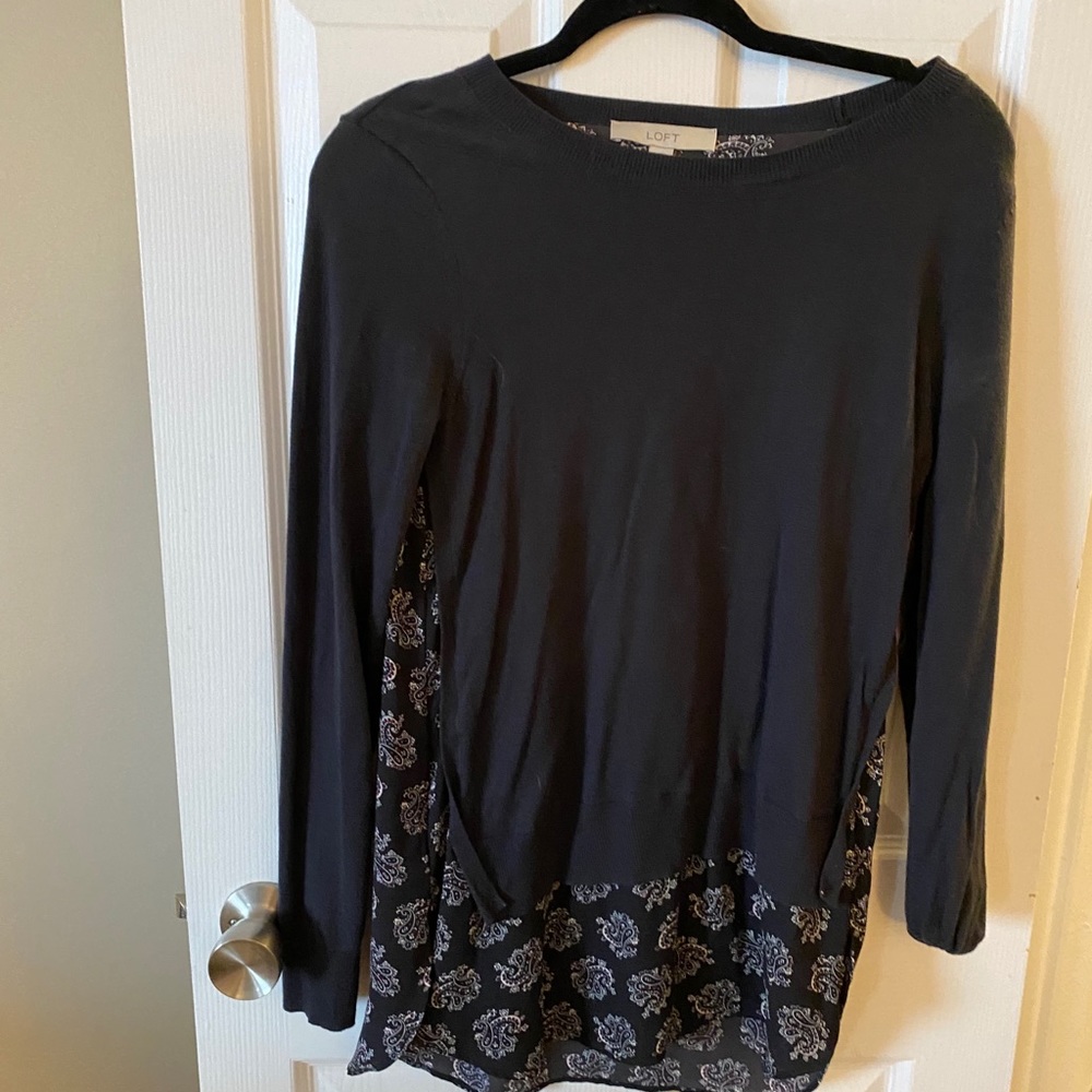 Loft Mixed Media Sweater Blouse